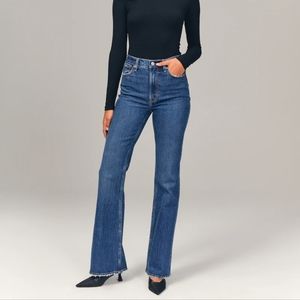 Abercrombie 70s vintage flare ultra high rise med wash, sz 27